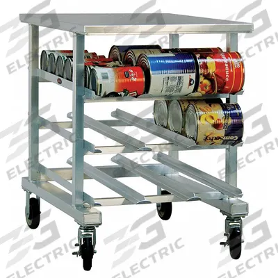 NEW AGE Can Rack: Half Size, 3 Shelves, 72 Cans Held, Mobile, 35 in Overall Ht - Mobile Can Racks