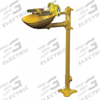 BRADLEY Plumbed Eyewash: Std, Floor Mnt, Eyes and Face Coverage, Uncovered, Plastic Bowl, Push Plate (MPN S19214FW). Key specifications — Activation: Push Plate; Brand: BRADLEY.