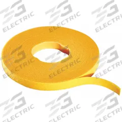 RIP-TIE Hook-and-Loop Cable Tie Roll: 75 ft Lg, 1 in Wd, 50 lb Tensile Strength, Yellow (MPN W-75-HRL-Y). Key specifications — Color: Yellow; Material: Polyethylene; Brand: RIP-TIE.