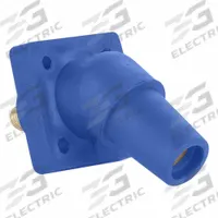 Single Pole Receptacle: Blue, Angled Taper Nose Mating, Threaded Stud Termination, 600V AC/600V DC (MPN 16R30-UB). Key specifications — Series: 16; Receptacle Gender: Female; Brand: LEVITON.