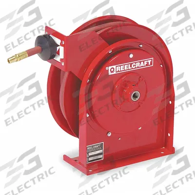 REELCRAFT Spring Return Hose Reel: 25 ft (3/8 in I.D.), 1/4 in MNPT, 300 psi Max Op Pressure - Compact Air or Water Spring-Return Hose Reels