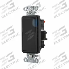 HUBBELL Wall Switch: Rocker Switch, 3-Way, Maintained, Black, 120/277V AC, 20 A (MPN DS320STILBK). Key specifications — Illuminated: Yes; Voltage Rating: 120/277V AC.