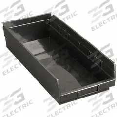 QUANTUM STORAGE SYSTEMS Shelf Bin: 17 7/8 in Overall Lg, 8 3/8 in x 4 in, Black, Nesting Capable (MPN QSB108BR). Key specifications — Brand: QUANTUM STORAGE SYSTEMS; % Recycled Content: 100%; Manufacturer Part Number: QSB108BR; Includes Dividers: Dividers Not Included; Electrostatic Discharge: Not Electrostatic Discharge Conductive.