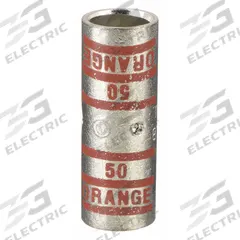 THOMAS & BETTS Open Barrel Splice: 3/0 AWG Wire Size, Orange Code, 1.75 in, Copper Barrel, 50 Die (MPN 54511). Key specifications — Die Code: 50; Brand: THOMAS & BETTS; Color Code: Orange.