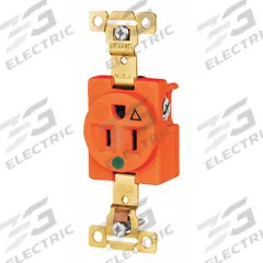BRYANT Receptacle: Hospital Grade, Single, 5-15R, Orange, 125V AC, 15 A, 2 Pole / 3 Wire (MPN 8210IG)