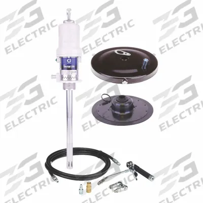 GRACO Air Drum Pump: Pump w/ Hose Reel, Discharge Hose, Nozzle & Meter - Grease Dispensing Piston Drum Pumps