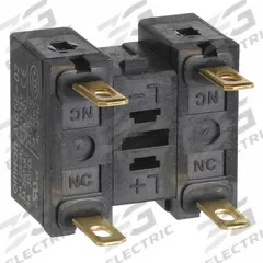 OMRON Contact Block: 16 mm Panel Mounting Size, 2NC, Momentary, A165E Series, Screw Terminals (MPN A165E-02). Key specifications — Switch Action: Momentary; Terminal Connection Type: Screw Terminals; Brand: OMRON; Compatible with Series: A165E.