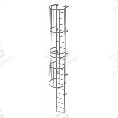 TRI-ARC Fixed Ladder with Safety Cage: 20 ft Overall Ht, 18 in Overall Wd, Steel - Safety Cage Fixed Ladders