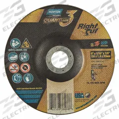 NORTON Depressed Center Cut-Off Wheel: Type 27, 6" x 1/16" x 7/8", Ceramic, 36 Grit (MPN 66252838466). Key specifications — Series: Quantum 3 RightCut; Brand: NORTON.