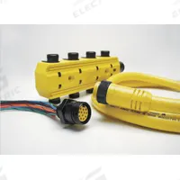 Cordset: 1 1/8"-16 Female Straight x Bare Wire, 12 Pins, Yellow, PVC, 1 ft Cable Lg (MPN 3R2004A20A120). Key specifications — IP Rating: IP67; Cable Jacket Color: Yellow; Wire Size: 16 AWG; Brand: BRAD HARRISON.