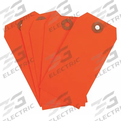 BRADY Shipping Tag: #5, 4 3/4 in Tag Ht, 2 3/8 in Tag Wd, 30 Points, Fluorescent Red - Colored Shipping Tags