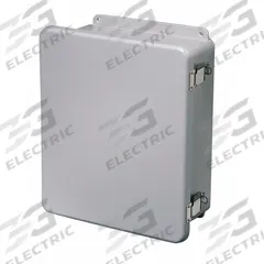 WIEGMANN Enclosure: Fiberglass, 7 in x 5 in x 4 in, NEMA 1, Solid Cover, Hinged (MPN HW-J80604FCHQR). Key specifications — Brand: WIEGMANN; Closure Method: Padlock Hasp; Knockouts: Not Included.