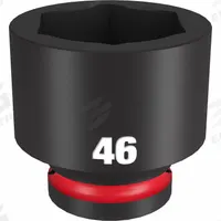 MILWAUKEE Standard Impact Socket: 3/4 in Drive Size, Metric, 46 mm Socket Size, 6-Point, Std (MPN 49-66-6384). Key specifications — attr1215501: MILWAUKEE; attr1215515: Black Phosphate; attr1215518: 46 mm.