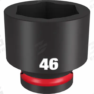MILWAUKEE Standard Impact Socket: 3/4 in Drive Size, Metric, 46 mm Socket Size, 6-Point - 3/4" Drive Impact Sockets