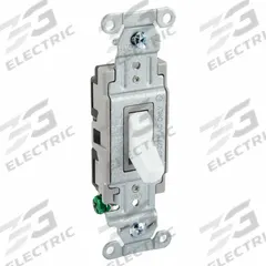 HUBBELL Wall Switch: Toggle Switch, Single Pole, Maintained, White, 120/277V AC, 20 A (MPN CSB120W). Key specifications — Illuminated: No; Voltage Rating: 120/277V AC.