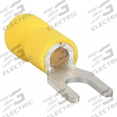 GRAINGER Fork Terminals: Yellow, Vinyl, #8 Stud Size, 12 AWG – 10 AWG Wire Range, Std Fork, 600 V (MPN 5WHF8). Key specifications — Barrel Style: Funnel Entry; Manufacturer Part Number: 5WHF8; Brand: GRAINGER.