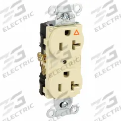 HUBBELL Receptacle: Duplex, 5-20, Ivory, 125V AC, 20 A, 2 Pole / 3 Wire (MPN IG20CRI)
