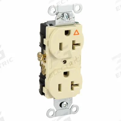 HUBBELL Receptacle: Duplex, 5-20, Ivory, 125V AC, 20 A, 2 Pole / 3 Wire (MPN IG20CRI) - General Purpose Receptacles