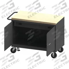 DURHAM MFG Mobile Cabinet Workbench: 48 in x 24 in, Butcher Block, 3,600 lb Overall Load Capacity (MPN 3413-MT-FL-95). Key specifications — Included Components: Handle on Side; Assembly: Fully Assembled; Brand: DURHAM MFG.