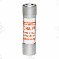 MERSEN Fuse: GFN Series, Midget, Time-Delay, 6.25 A, 250 V AC, 13/32 in x 1 1/2 in, Indicating (MPN GFN6-1/4). Key specifications — Series: GFN; Brand: MERSEN.