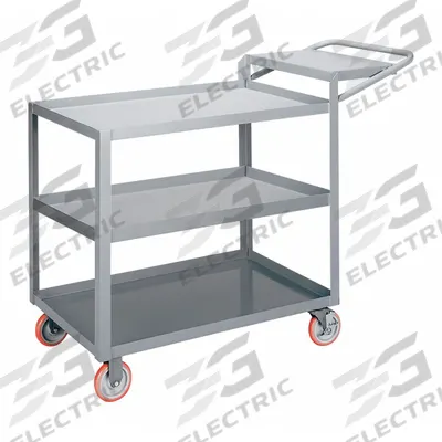 LITTLE GIANT Utility Cart: 1,200 lb, 3 Shelves, 64 in L x 24 in W x 40 in H Overall Dim - Order-Picking Utility Carts with Lipped Metal Shelves