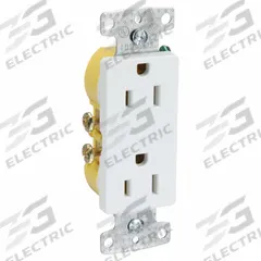 HUBBELL Receptacle: Decorator Duplex, 5-15, White, 125V AC, 15 A, 2 Pole / 3 Wire (MPN RRD15W)
