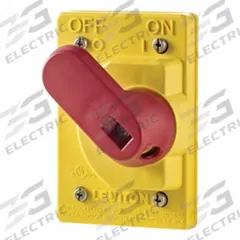 LEVITON Weatherproof Cover: Valox PBT, Wetguard, Toggle Switches, 4 5/8 in Overall Ht, 4/4X, Yellow (MPN COVER-S). Key specifications — Brand: LEVITON; Color: Yellow; Compatible with Product Type: Toggle Switches; Compatible with Series: Wetguard; Mounting Orientation: Vertical.