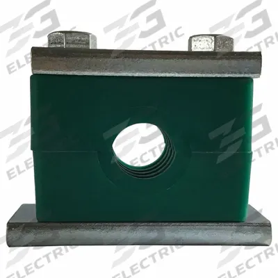 ZSI Vibration-Damping Pipe Clamp: Ribbed Bore, Steel Clamp, Polypropylene Cushion - Vibration-Dampening Textured Core Beta Clamps