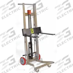 WESCO Stacker: 750 lb, 18 in L x 3 in W Fork, 32 in L x 24 in W x 60 1/2 in H Overall Dim, Adj (MPN 260197). Key specifications — Width Across Forks: 6 in to 24 in; Brand: WESCO.