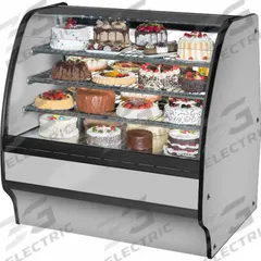TRUE REFRIGERATION Refrigerated Merchandiser: 49 1/8 in x 48 1/4 in x 39 in, Silver, Curved Glass (MPN TGM-R-48-SC/SC-S-S). Key specifications — attr1277723: TRUE REFRIGERATION; attr1277683: R-290; attr1277691: No; attr1277694: Silver; attr1280716: Curved Glass; attr1280729: TGM.