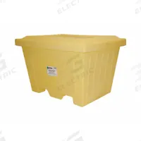 ENPAC Storage Tote: 16.58 cu ft, 45 in x 35 1/2 in x 30 3/8 in, Lid Included, 2-Way Entry, Yellow (MPN 1505-YE). Key specifications — Brand: ENPAC; Stackable: Stacking Capable; Shape: Rectangular; Fork Entry: 2-Way Entry; Container Wall Type: Solid; Mobility: Stationary; Fork Pockets: Fork Pockets Included; Includes Lid: Lid Included.