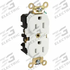 LEVITON Receptacle: Duplex, 5-15, White, 125V AC, 15 A, 2 Pole / 3 Wire (MPN 5262-W)