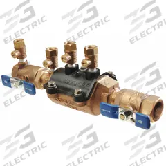 ZURN WILKINS Backflow Preventer: 350, 3/4 in Pipe Size, Flange x Flange, 11 in Overall Lg, Bronze (MPN 34-350). Key specifications — Shut-Off Valve Type: Ball Valve; Connection Type: Flange x Flange.