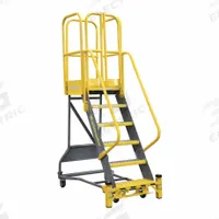 COTTERMAN Rolling Ladder: 5 ft Platform Ht, Assembled, Foot-Activated Step Lock, Steel, Perforated (MPN WMX06R37A6FGP3). Key specifications — Brand: COTTERMAN; Color: Gray; Handrail Configuration: Double Handrails.