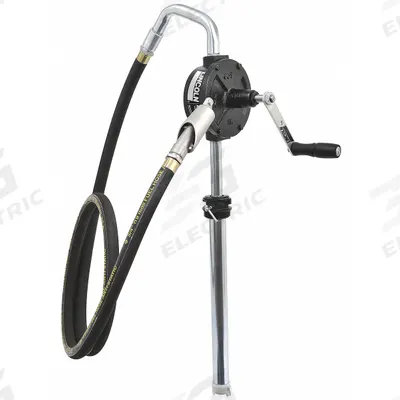 LINCOLN Hand Pump: Rotary Action, Pump with Hose, Nozzle & Spout, Cast Iron Housing - Rotary-Crank Drum Pumps