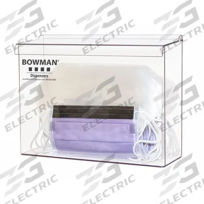 BOWMAN DISPENSERS Respiratory Equipment Dispenser: PETG Plastic, Transparent, Dispenser - Disposable Mask Dispensers