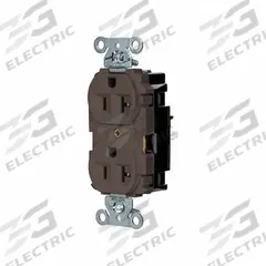 HUBBELL Receptacle: Duplex, 5-20, Brown, 125V AC, 20 A, 2 Pole / 3 Wire (MPN 5362ST)