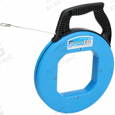IDEAL Marked Fish Tape: 240 ft Lg, Manual Wind Tape Retraction, Flat Tape Shape - Stainless Steel Corrosion-Resistant Fish Tapes