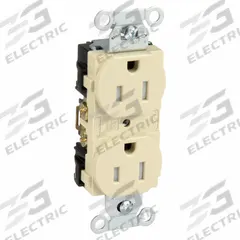 HUBBELL Receptacle: Duplex, 5-15, Ivory, 125V AC, 15 A, 2 Pole / 3 Wire (MPN BR15ITR)