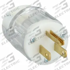 LEVITON Straight Blade Plug: Hospital Grade, 5-15P, 125V AC, 15 A, 2 Pole, 3 Blade, Clear (MPN 8215-CT)