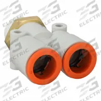 SMC Push-Fit Wye Fitting: 1/2 in OD x 1/2 in OD x 3/8 in Pipe x 1/2 in Pipe Size, White (MPN KQ2U13-36AS). Key specifications — Brand: SMC.