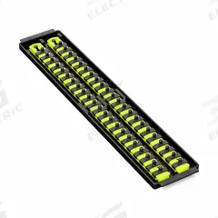 ERNST MANUFACTURING Socket Organizer: Yellow, 3 5/8 in Overall Wd, 44 Posts/Slots, Sockets (MPN 8461HV). Key specifications — attr1125333: (44) Socket Clips; attr1125346: ERNST MANUFACTURING; attr1125347: Yellow; attr1136588: Sockets; attr1125364: Socket Bit Tray.