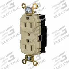 HUBBELL Receptacle: Duplex, 5-15, Ivory, 125V AC, 15 A, 2 Pole / 3 Wire (MPN HBL5262STI)