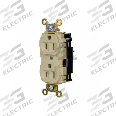 HUBBELL Receptacle: Duplex, 5-15, Ivory, 125V AC, 15 A, 2 Pole / 3 Wire (MPN HBL5262STI) - General Purpose Receptacles