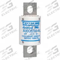 Fuses: A30QS Series, 700 A, 300 V AC, 300 V DC DC Volt Rating, Indicating (MPN A30QS700-4IL). Key specifications — Series: A30QS; Brand: MERSEN; Voltage Type: AC/DC.