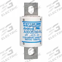 Fuses: A30QS Series, 700 A, 300 V AC, 300 V DC DC Volt Rating, Indicating (MPN A30QS700-4IL). Key specifications — Series: A30QS; Brand: MERSEN; Voltage Type: AC/DC.