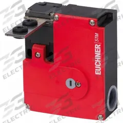 EUCHNER Safety Interlock Switch: STM Series, 2NC (MPN STM2N-222B024-M). Key specifications — Brand: EUCHNER; Manufacturer Part Number: STM2N-222B024-M; Actuating Key Type: Hinge; Key Hole Location: Front; Series: STM.