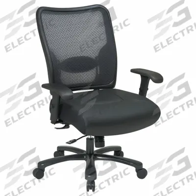 OFFICE STAR Office Chair: Space, Ht, Black, Leather & Mesh Material, 21 7/8 in Back Ht - Adjustable-Arm Office Chairs