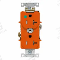 LEVITON Tamper-Resistant Duplex Receptacle: Hospital Grade, Duplex, 5-20R, Orange, 125V AC, 20 A (MPN T8300-O)