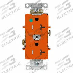 LEVITON Tamper-Resistant Duplex Receptacle: Hospital Grade, Duplex, 5-20R, Orange, 125V AC, 20 A (MPN T8300-O)
